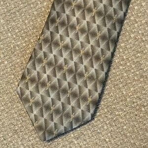 Danielli Milano Tie Handmade Designed Italy Silk Neck Tie Olive Green Geometric